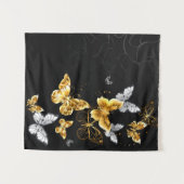 Goud en witte vlinders wandkleed (Voorkant (horizontaal))