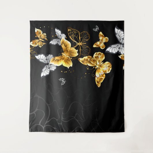 Goud en witte vlinders wandkleed (Voorkant)
