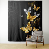 Goud en witte vlinders wandkleed (In situ)