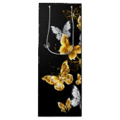 Goud en witte vlinders wijn cadeautas (Voorkant)