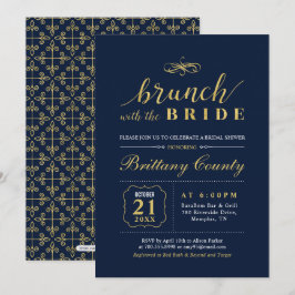 Goud en zeemacht | Elegant Wedding Bridal Brunch S Kaart