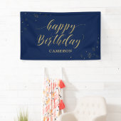 Goud en zeemacht | Sparkle Happy Birthday Party Ba Spandoek (Insitu)