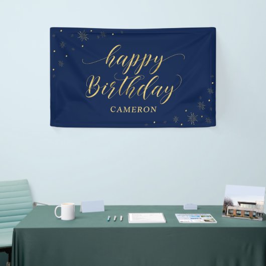 Goud en zeemacht | Sparkle Happy Birthday Party Ba Spandoek (Beurs)