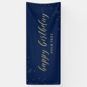 Goud en zeemacht | Sparkle Happy Birthday Party Ba Spandoek (Verticaal)