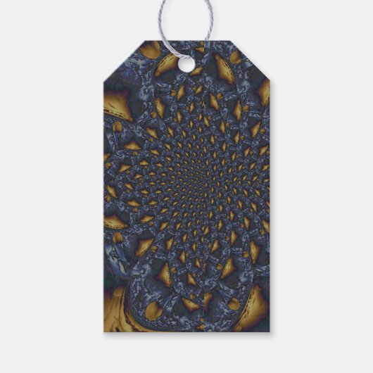 Goud en Zilver Blauw Gesmolten Metaal Cadeaulabel (Voorkant)