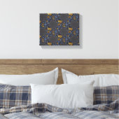 Goud en Zilver Blauw Gesmolten Metaal Canvas Afdruk (Insitu (Slaapkamer))