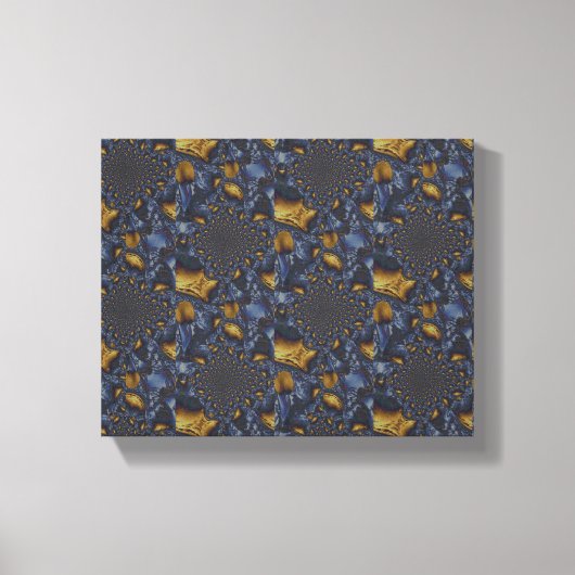Goud en Zilver Blauw Gesmolten Metaal Canvas Afdruk (Voorkant)