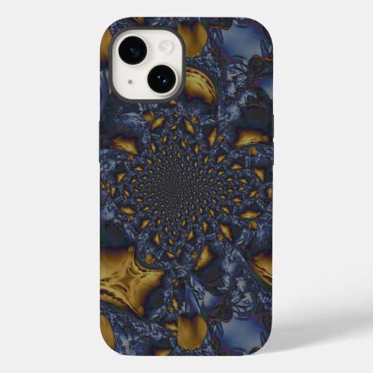 Goud en Zilver Blauw Gesmolten Metaal Case-Mate iPhone Case (Achterkant)