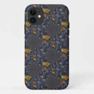 Goud en Zilver Blauw Gesmolten Metaal iPhone 11 Hoesje