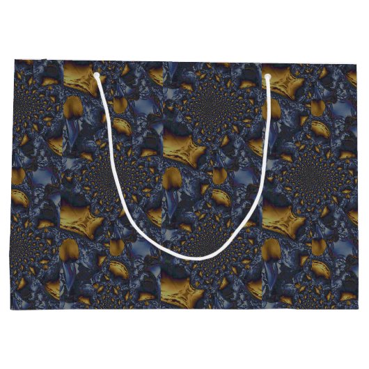 Goud en Zilver Blauw Gesmolten Metaal Groot Cadeauzakje (Achterkant)