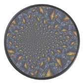 Goud en Zilver Blauw Gesmolten Metaal Hockey Puck (Voorkant)