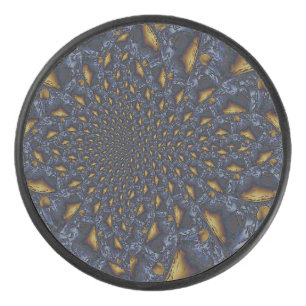 Goud en Zilver Blauw Gesmolten Metaal Hockey Puck