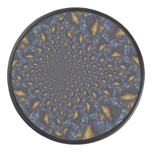 Goud en Zilver Blauw Gesmolten Metaal Hockey Puck (Voorkant)