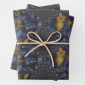 Goud en Zilver Blauw Gesmolten Metaal Inpakpapier Vel (In situ)