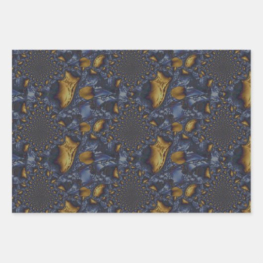 Goud en Zilver Blauw Gesmolten Metaal Inpakpapier Vel (Voorkant)