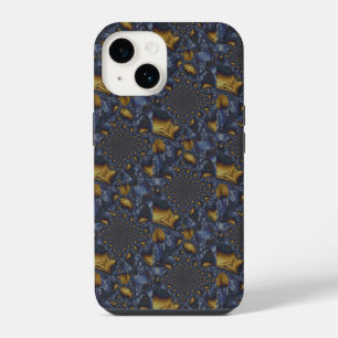 Goud en Zilver Blauw Gesmolten Metaal iPhone 14 Hoesje