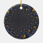 Goud en Zilver Blauw Gesmolten Metaal Keramisch Ornament (Achterkant)