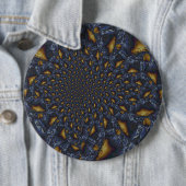 Goud en Zilver Blauw Gesmolten Metaal Ronde Button 6,0 Cm (In situ)