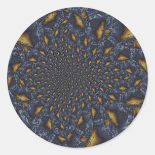 Goud en Zilver Blauw Gesmolten Metaal Ronde Sticker