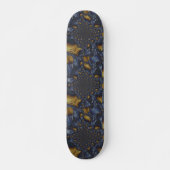 Goud en Zilver Blauw Gesmolten Metaal Skateboard (Voorkant)
