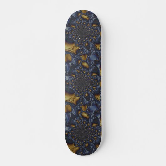 Goud en Zilver Blauw Gesmolten Metaal Skateboard (Voorkant)