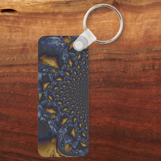 Goud en Zilver Blauw Gesmolten Metaal Sleutelhanger (Achterkant)