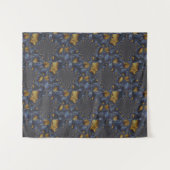 Goud en Zilver Blauw Gesmolten Metaal Wandkleed (Voorkant (horizontaal))