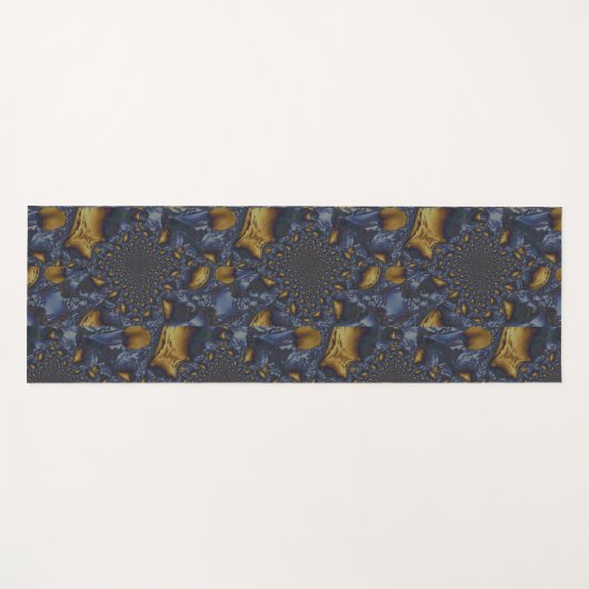 Goud en Zilver Blauw Gesmolten Metaal Yogamat (Voorkant (horizontaal))