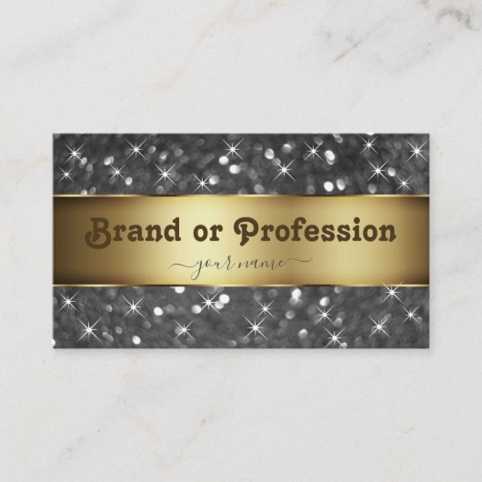 Goud en Zilver Glitter Lichtgevende Sterren Elegan Visitekaartje (Voorkant)