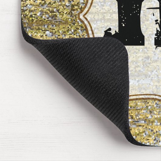 Goud en zilver Grunge Monogram Initiaal Muismat (Hoek)