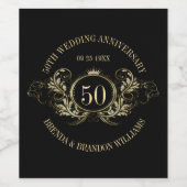 Goud en zilver Lijst met kroon Wijn Etiket (Enkel label)