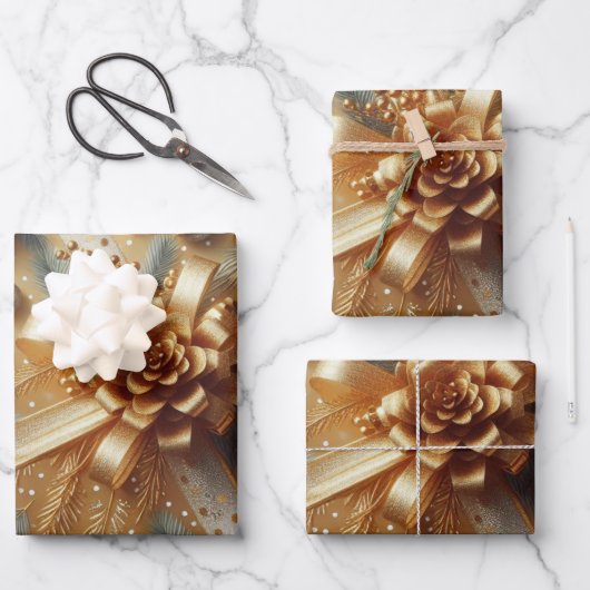 Goud en Zilver Metallic Polka Dots Kerstmis Inpakpapier Vel (Voorkant)