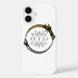 Goud en zilver Ouroboros-symbool iPhone 16 Hoesje