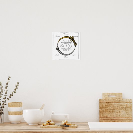 Goud en zilver Ouroboros-symbool Poster (Keuken)
