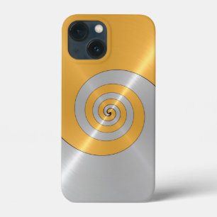 Goud en zilver Roestvrij blik Hoesje-Ma iPhone 13 Mini Hoesje