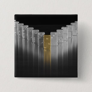Goud- en zilverdominosen vierkante button 5,1 cm