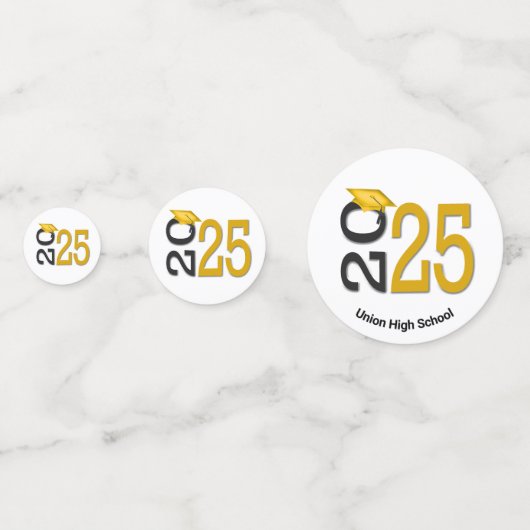 Goud en zwart 2025 Afstuderen Confetti (Achterkanten)