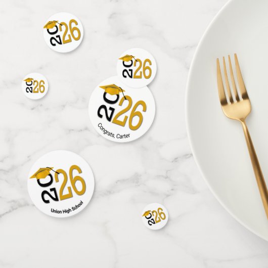 Goud en zwart 2025 Afstuderen Confetti (Groep)