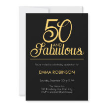 Goud en Zwart "50 en Fabulous" Vijftigste Verjaard