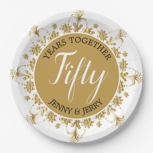 Goud en zwart 50e Jubileum papier Bord (Voorkant)