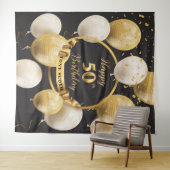 Goud en zwart 50e verjaardag achtergrond banner Ch Wandkleed (In Situ (horizontaal))