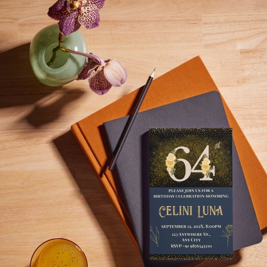 Goud en zwart 61e-69e verjaardag uitnodigingen