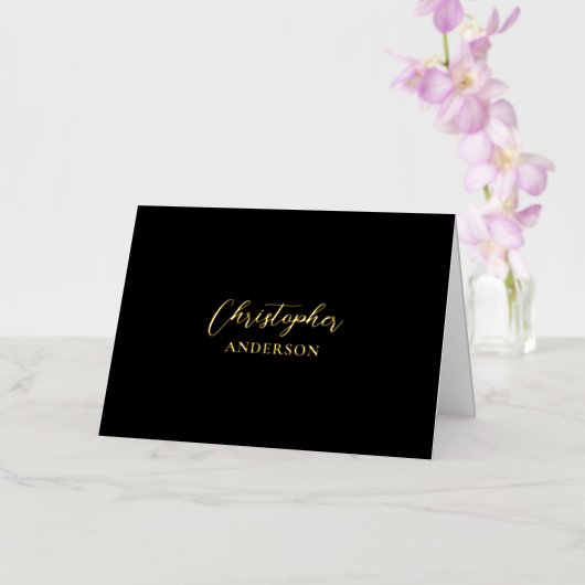 Goud en zwart, aangepaste tekst/Jouw naam — Statio Folie Wenskaart (Orchidee)