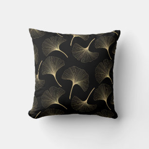 Goud en zwart abstract bloemstuk kussen