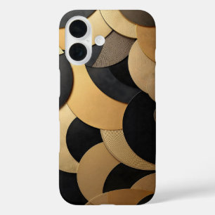 Goud en zwart Abstract geometrisch patroon iPhone 16 Hoesje