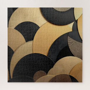 Goud en zwart Abstract geometrisch patroon Legpuzzel