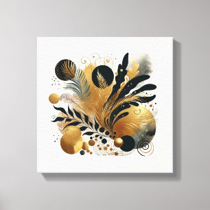 Goud en zwart Abstract Natuur kunst Canvas Afdruk