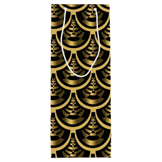 Goud en zwart | Art Deco Classy Wijn Cadeautas (Achterkant)