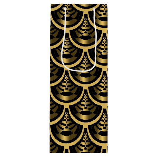 Goud en zwart | Art Deco Classy Wijn Cadeautas (Voorkant)