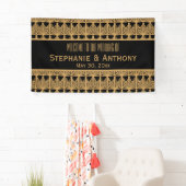 Goud en zwart art deco patroon bruiloft spandoek (Insitu)